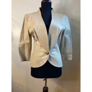 Women's Vintage Cream Leather Blazer size Small
